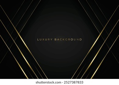 Abstrakte Vorlage schwarz-graue geometrische mit goldener Linie Ebene auf schwarzem Hintergrund. Luxuriöser Stil. Rahmenhintergrund. Stockgrafik