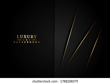 Abstract template black metal and gray gradient layer and shadow with Golden oblique line background. Luxury style. Vector illustration