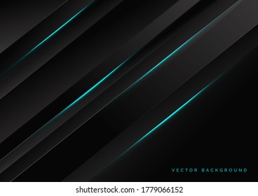 Abstract template black stripes with blue neon light with copy space for text. technology concept. Vector illustration