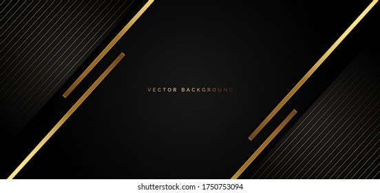 Abstract template black triangle background and striped lines golden  Luxury style  You can use for ad  poster  template  business presentation  Vector illustration