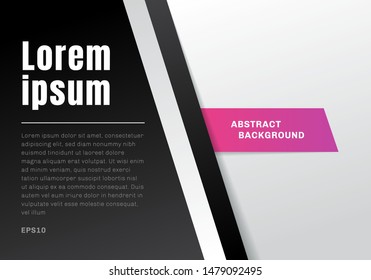 Abstract template black and white gradient color background with separate diagonal paper style. Vector illustration