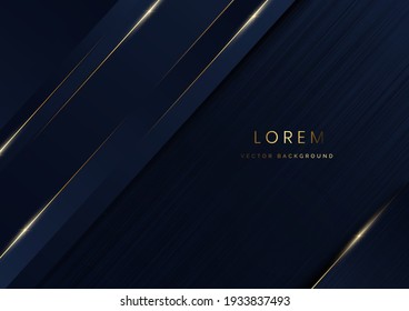 Abstract template blue geometric diagonal background with golden line. Luxury style. Vector illustration