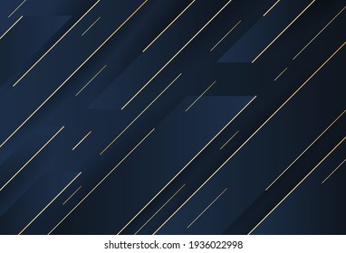 Abstrakte, blaue Vorlage 
diagonaler Hintergrund mit goldener Linie. Luxus und Eleganz. Stilposter, Deckel, Druck, Kunstwerke. Vektorgrafik