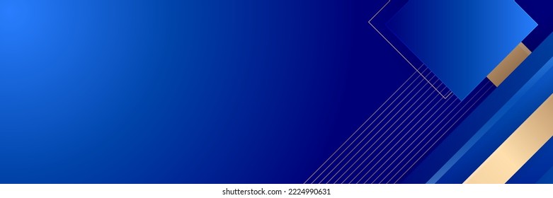 Abstract template blue geometric diagonal background with golden line. Luxury style.