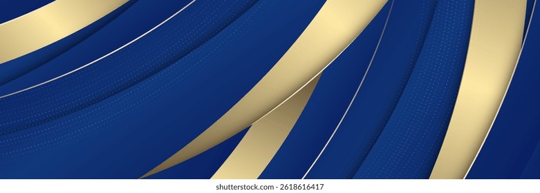 Abstract template blue geometric diagonal background with golden line. Luxury background with modern 3d bronze style.vector eps10