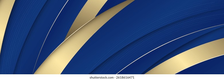 Abstract template blue geometric diagonal background with golden line.vector eps10