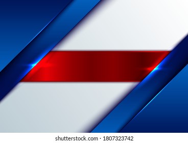 Abstract template blue glossy metallic with shiny red stripes on white background. Vector illustration