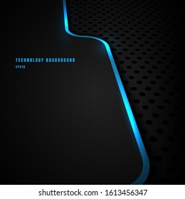 Abstract template blue vertical line and lighting separate perspective on black background and texture. Technology concept. You can use for corporate cover brochure design, poster, banner web, print