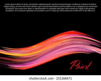 Abstract template with bright red dab of paint on a black background. Horizontal vector pattern