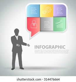 Abstract template business man with speech bubble,