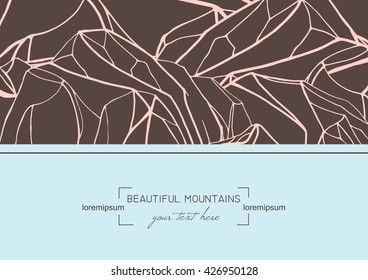 abstract template card with hand drawn mountains. 