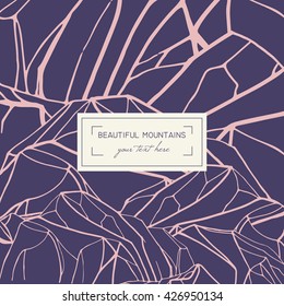 abstract template card with hand drawn mountains. 