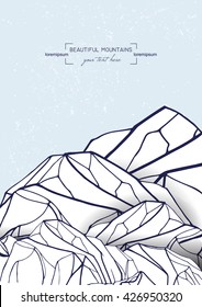 abstract template card with hand drawn mountains. 