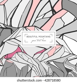 abstract template card with hand drawn mountains. 