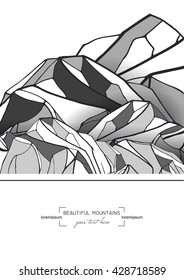 abstract template card with hand drawn mountains. 