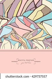 abstract template card with hand drawn mountains. 