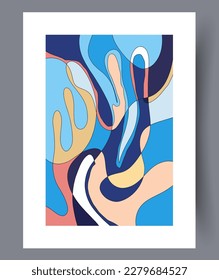 Resumen de plantilla de estampado caótico ornamento de arte de pared. Paredes de arte para el diseño interior. Afiche de plantilla abstracta mínimo imprimible. Marco decorativo contemporáneo adornado.