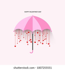 Abstract Template with Clean Minimal Style. Modern Graphic/Design Elements. Umbrella with Hearts for Valentine's Day Layout/Design Cover Background