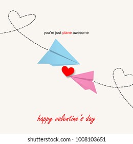 Abstract Template with Clean Minimal Style. Modern Graphic/Design Elements. Paper Plane with Heart for Valentine's Day Layout/Design Cover Background