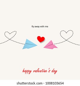 Abstract Template with Clean Minimal Style. Modern Graphic/Design Elements. Paper Plane with Heart for Valentine's Day Layout/Design Cover Background