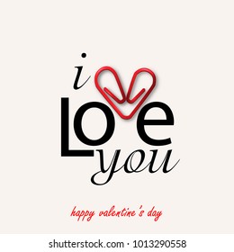 Abstract Template with Clean Minimal Style. Modern Graphic/Design Elements. Heart Shaped Paperclip for Valentine's Day Layout/Design Cover Background