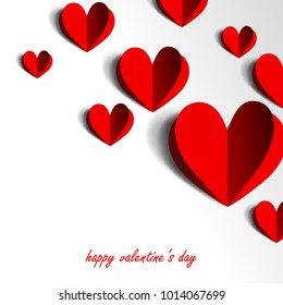 Abstract Template with Clean Minimal Style. Modern Graphic/Design Elements. 3D Paper Hearts for Valentine's Day Layout/Design Cover Background