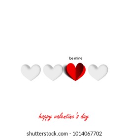 Abstract Template with Clean Minimal Style. Modern Graphic/Design Elements. 3D Paper Hearts for Valentine's Day Layout/Design Cover Background