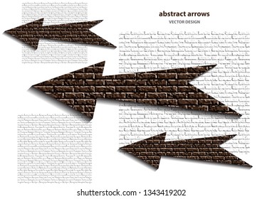 Abstract template with a clean minimal style. Modern graphics / design elements. Arrows on a white background. Imitation of brickwork - vector graphics