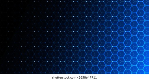 Abstrakte Vorlage mit minimalem Clean Style. Moderne grafische Gestaltungselemente. Sechseck-Formen auf blauem und schwarzem Hintergrund
