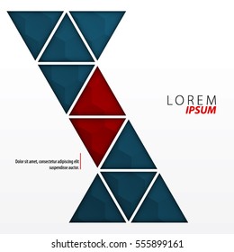 Abstract Template with Clean Minimal Style. Modern Graphic/Design Elements. Triangles with Hexagonal Pattern Inside in White Background