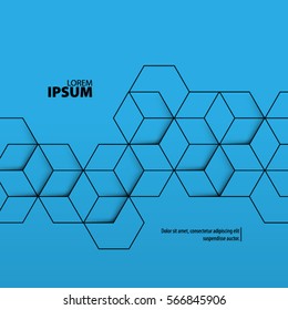 Abstract Template with Clean Minimal Style. Modern Graphic/Design Elements. Modern Hexagon in Blue Background