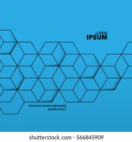 Abstract Template with Clean Minimal Style. Modern Graphic/Design Elements. Modern Hexagon in Blue Background
