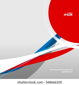 Abstract Template with Clean Minimal Style. Modern Graphic/Design Elements.Circle and Waves in White and Grey Background