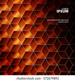 Abstract Template with Clean Minimal Style. Modern Graphic/Design Elements. Hexagon Shapes in Bronze Background
