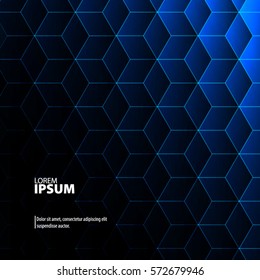 Abstract Template with Clean Minimal Style. Modern Graphic/Design Elements. Hexagon Shapes in Blue and Black Background