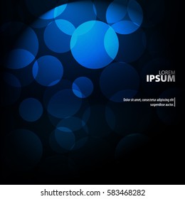 Abstract Template with Clean Minimal Style. Modern Graphic/Design Elements. Blue Circles in Dark Background