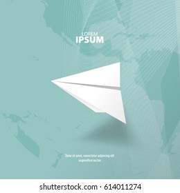 Abstract Template with Clean Minimal Style. Modern Graphic/Design Elements. Paper Plane in Mint Green Background