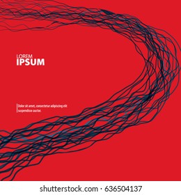 Abstract Template with Clean Minimal Style. Modern Graphic/Design Elements. Wave/Curves Lines in Red Background