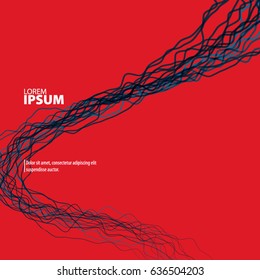Abstract Template with Clean Minimal Style. Modern Graphic/Design Elements. Wave/Curves Lines in Red Background