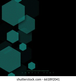 Abstract Template with Clean Minimal Style. Modern Graphic, Design Elements. Hexagon Geometrical Shape in Black Background