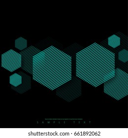 Abstract Template with Clean Minimal Style. Modern Graphic, Design Elements. Hexagon Geometrical Shape in Black Background