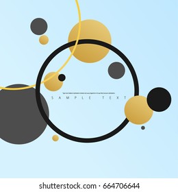 Abstract Template with Clean Minimal Style. Modern Graphic, Design Elements. Black and Gold Overlapping Circles and Rings in Light Background