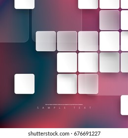 Abstract Template with Clean Minimal Style. Modern Graphic, Design Elements. Rounded Squares with Blurred Background