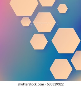 Abstract Template with Clean Minimal Style. Modern Graphic, Design Elements. Overlapping Hexagon with Blurred Multicolored Background