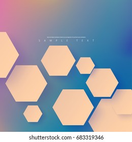 Abstract Template with Clean Minimal Style. Modern Graphic, Design Elements. Overlapping Hexagon with Blurred Multicolored Background