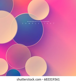 Abstract Template with Clean Minimal Style. Modern Graphic, Design Elements. Overlapping Circles with Blurred Multicolored Background