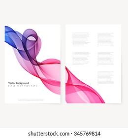Abstract template color flyer with transparent waves