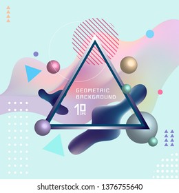 Abstract template colorful fluid shapes and geometric poster cover design background with triangle lable. You can use for place cards, banners, flyers, presentations and annual reports. Vector