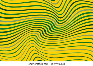 Abstract template with colorful wavy lines on green background for web background design. Spring textile texture. Modern style. Vector design element. Retro wavy lines, great design for any purposes.