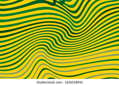 Abstract template with colorful wavy lines on green background for web background design. Spring textile texture. Modern style. Vector design element. Retro wavy lines, great design for any purposes.